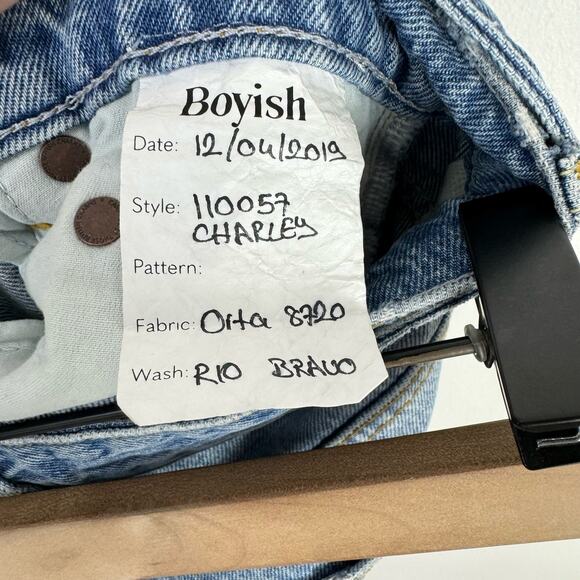 Boyish by HER NWT The Charley Belted Wide Leg Cotton Raw Hem Button Fly Jeans - Picture 9 of 10